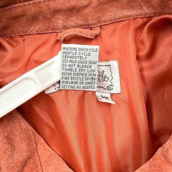 VTG Y2K Live a Little Suede Snap Front Jacket Rust Orange Western Boho Womens PM - Picture 9 of 12